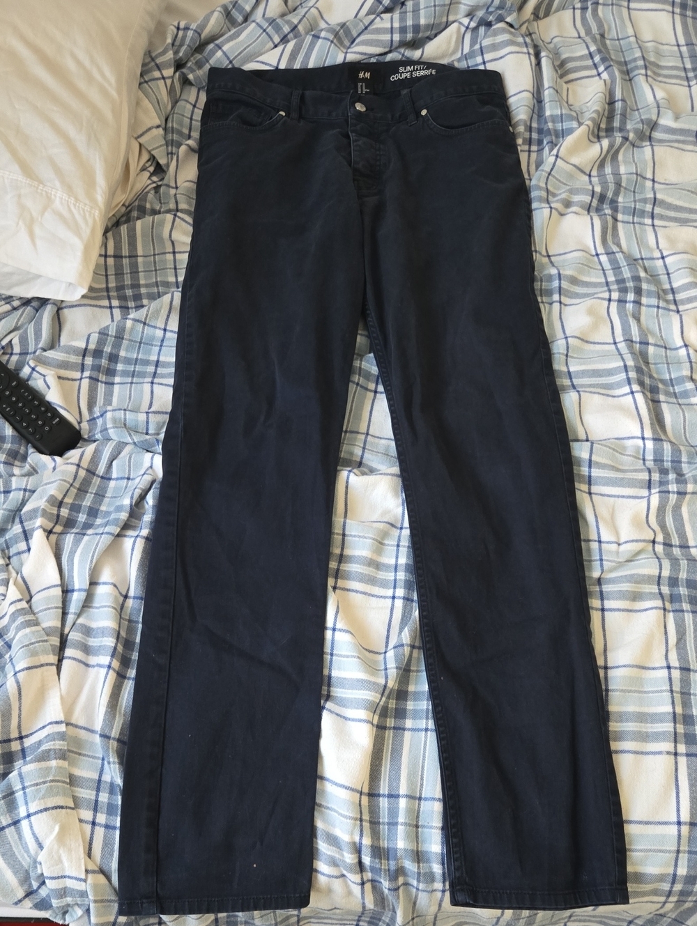 H&M Slim Fit Chinos in Navy Blue